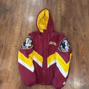 Vintage Starter Florida State Seminoles Puffer Jacket Parka, Maroon & Yellow, Me